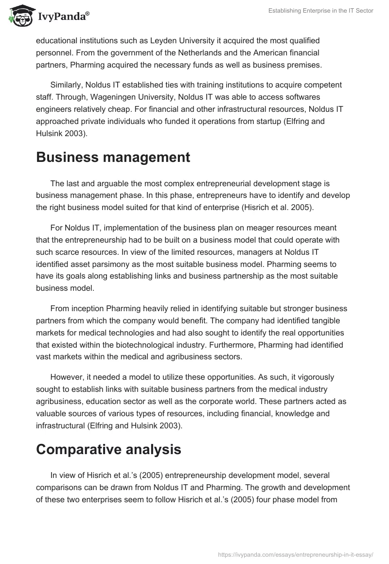 Establishing Enterprise in the IT Sector. Page 3