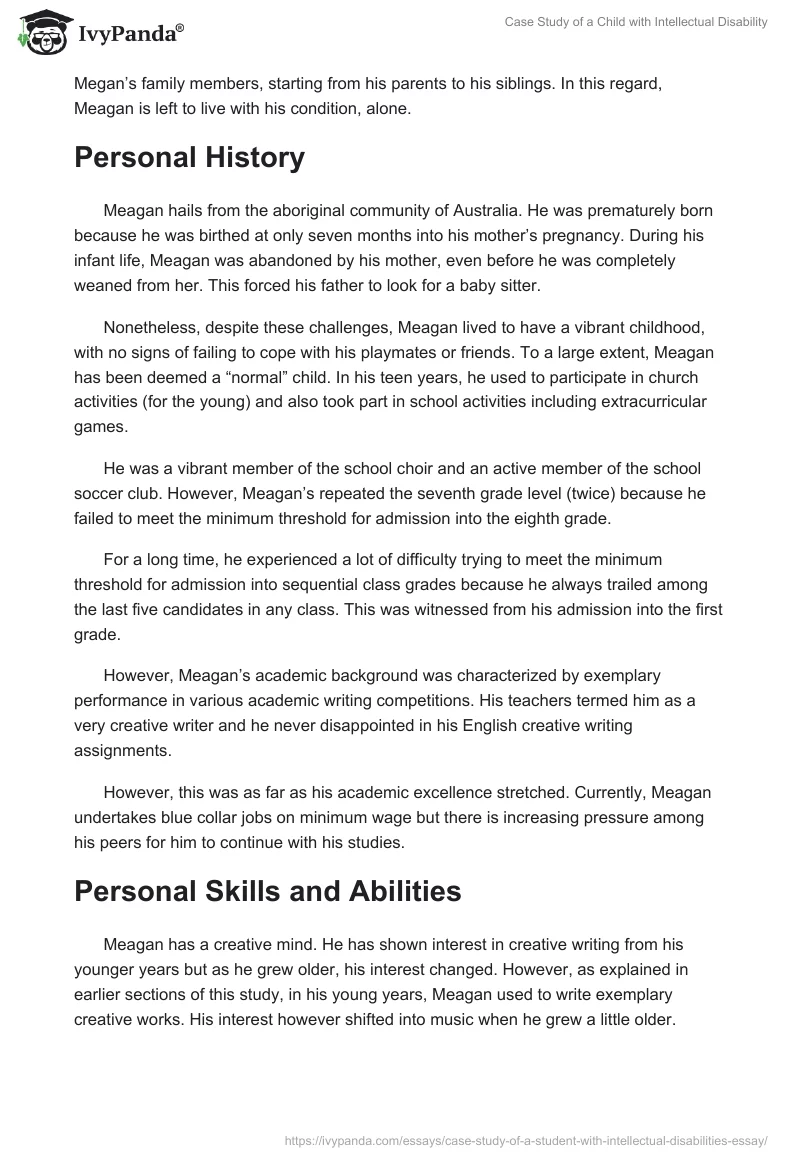 Case Study of a Child with Intellectual Disability. Page 3