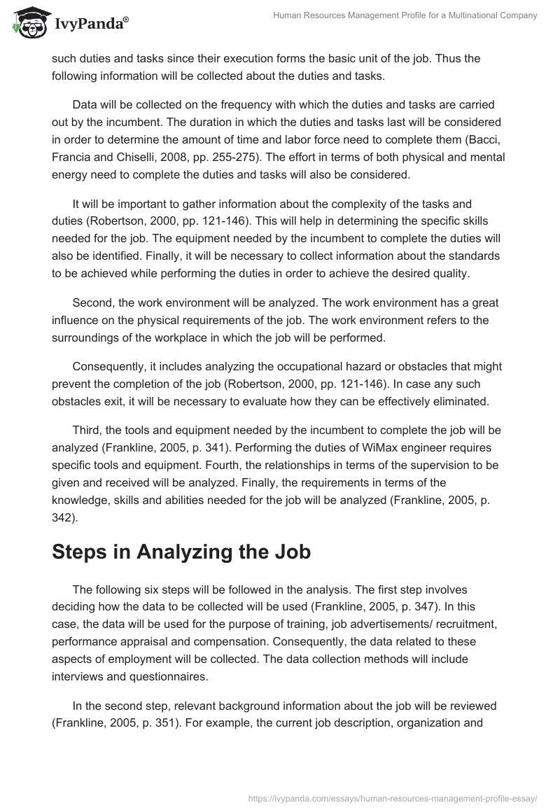 Human Resources Management Profile for a Multinational Company. Page 4