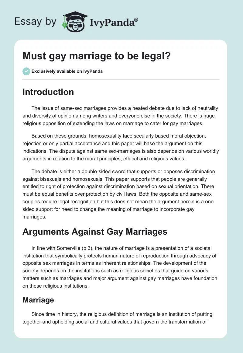 Must gay marriage to be legal?. Page 1