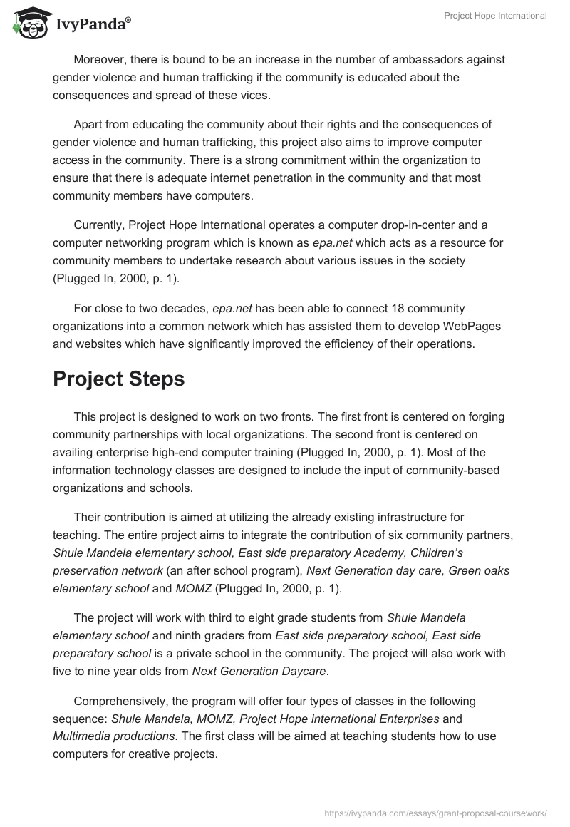 Project Hope International. Page 4