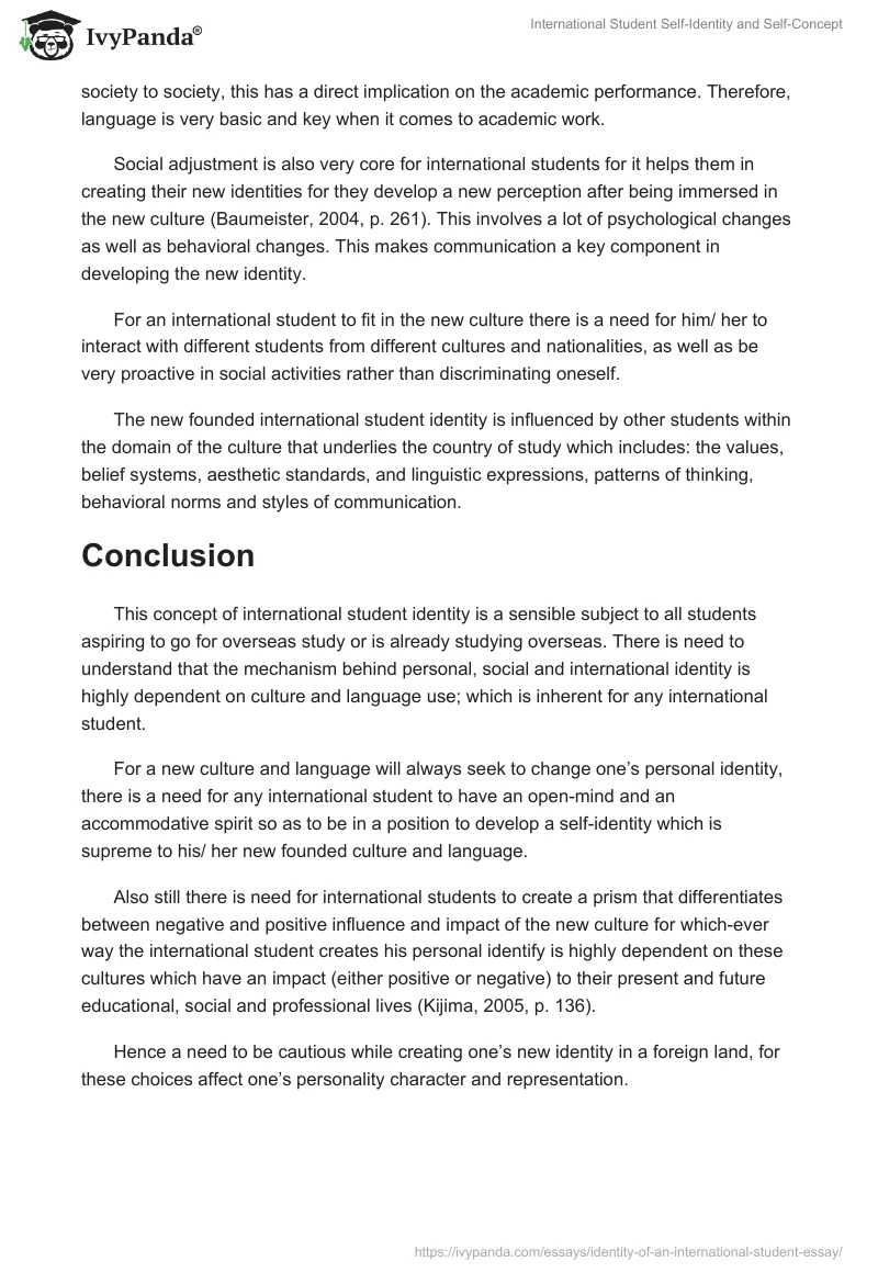 International Student Self-Identity and Self-Concept. Page 5