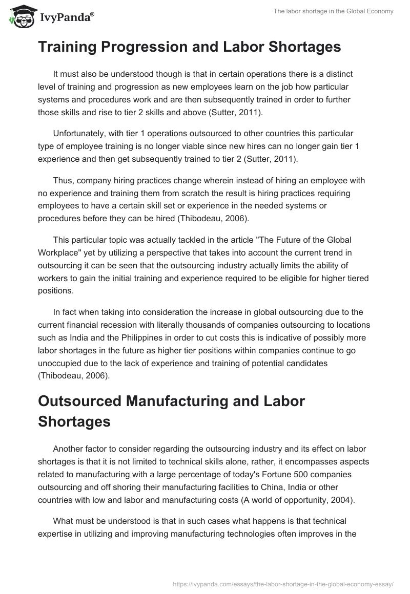 The labor shortage in the Global Economy. Page 3