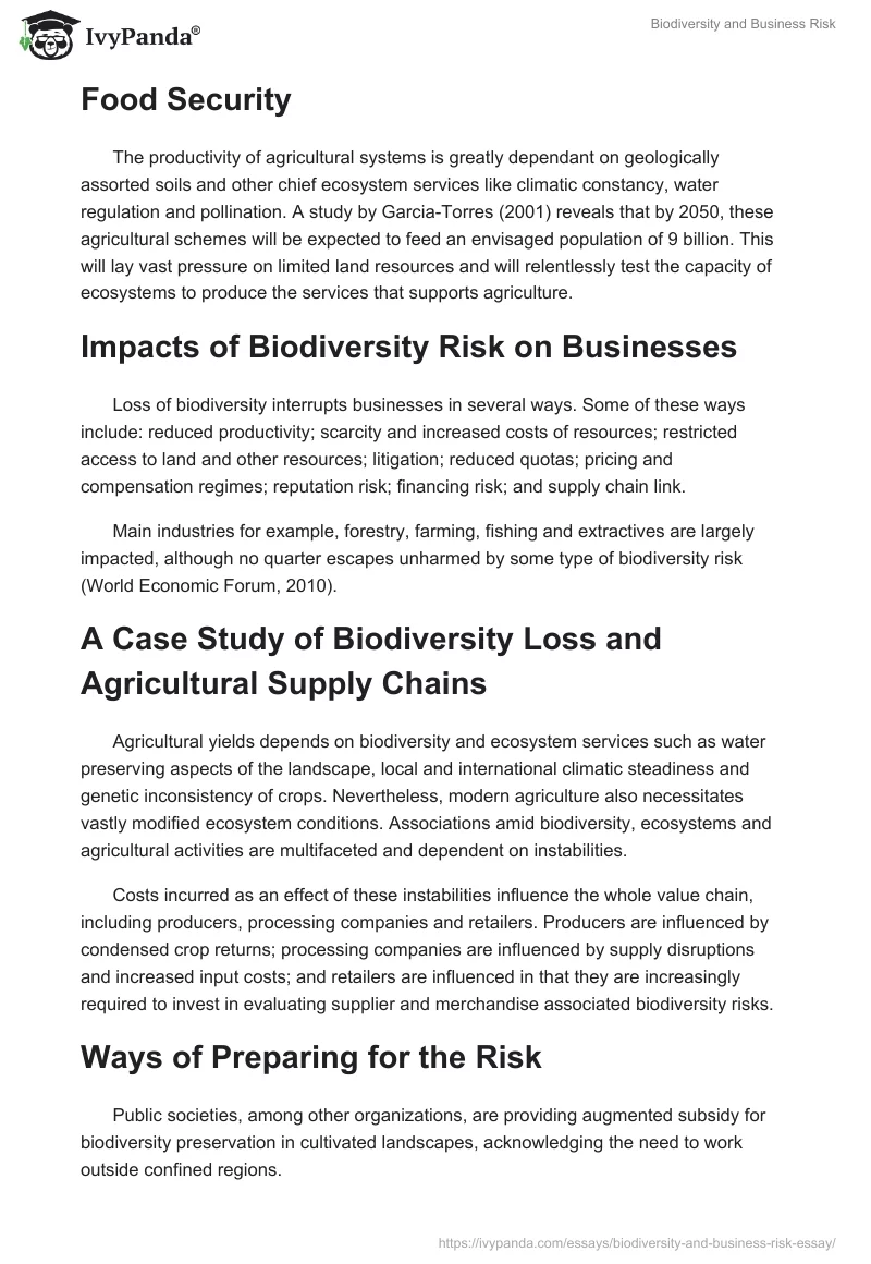Biodiversity and Business Risk. Page 2