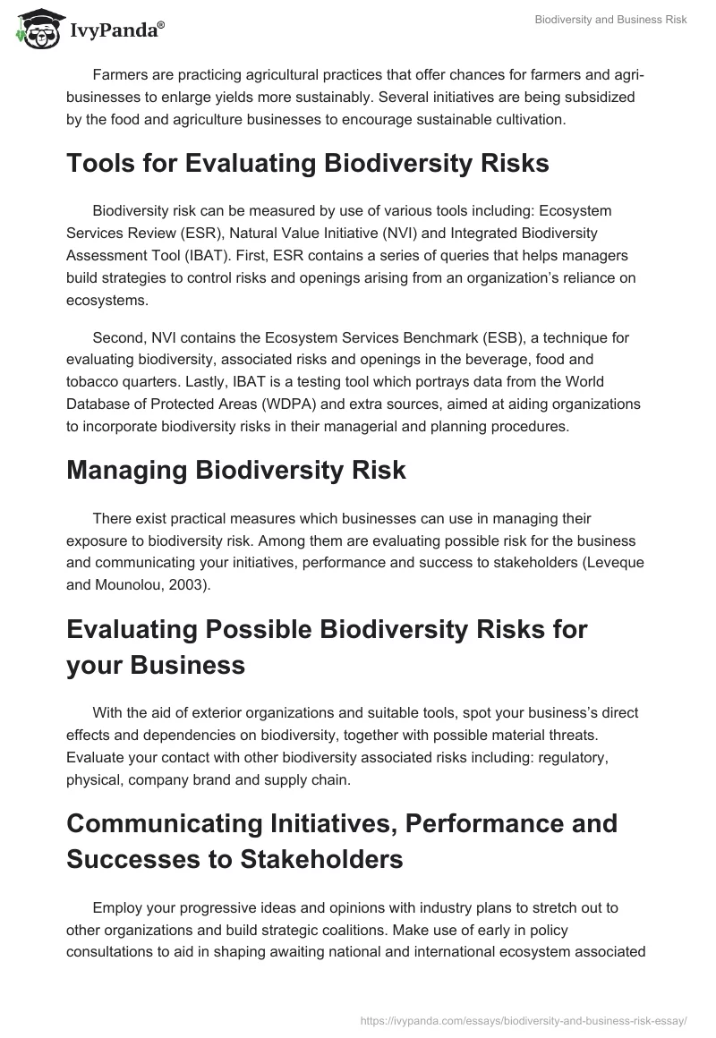 Biodiversity and Business Risk. Page 3