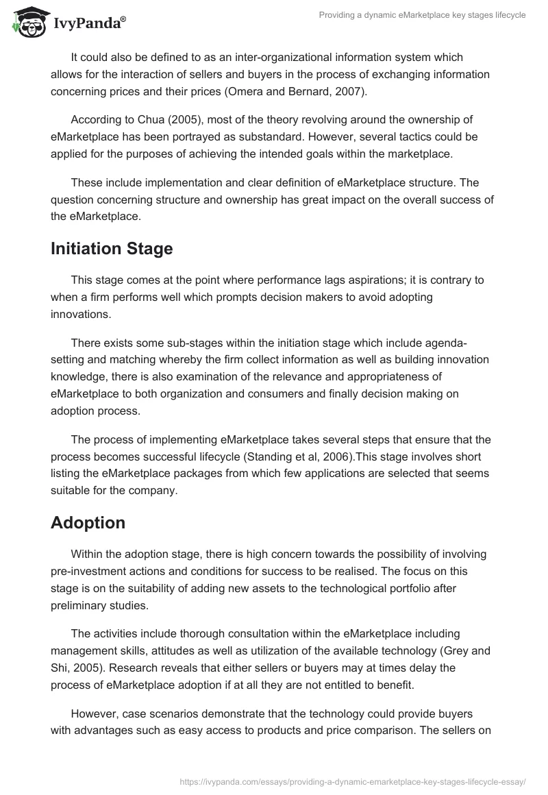Providing a dynamic eMarketplace key stages lifecycle. Page 2