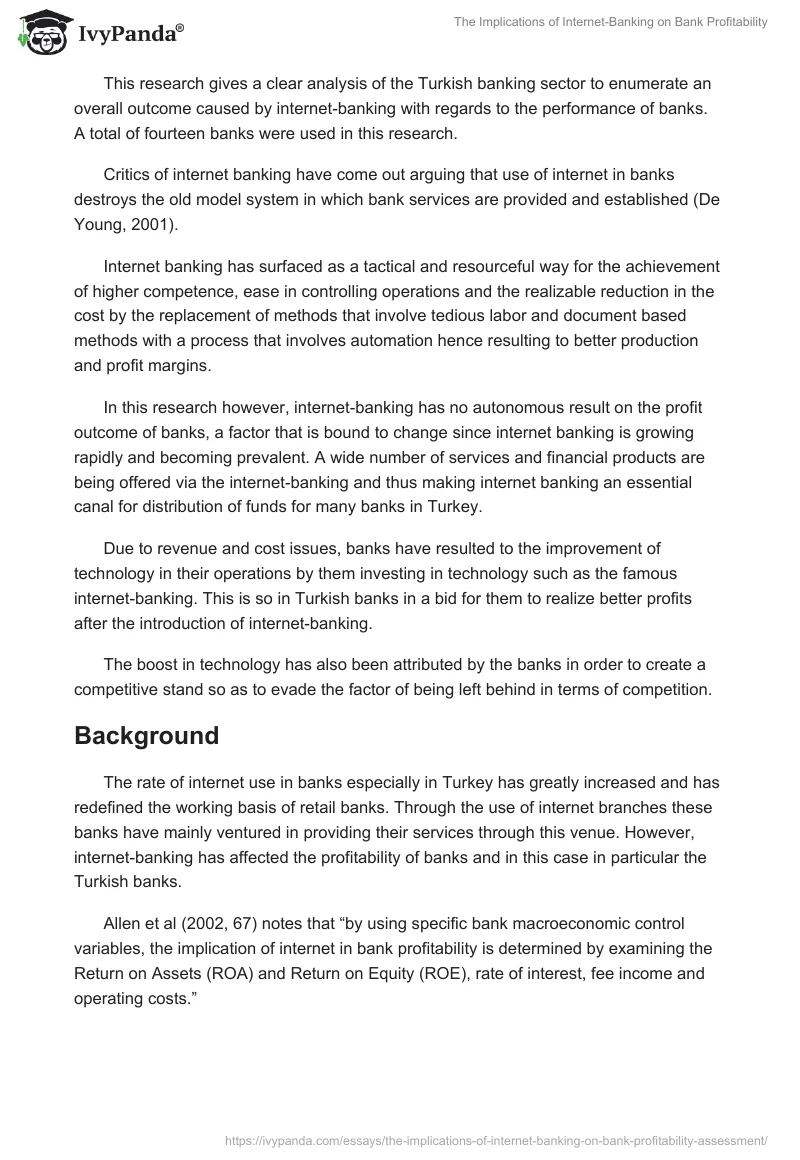 The Implications of Internet-Banking on Bank Profitability. Page 2