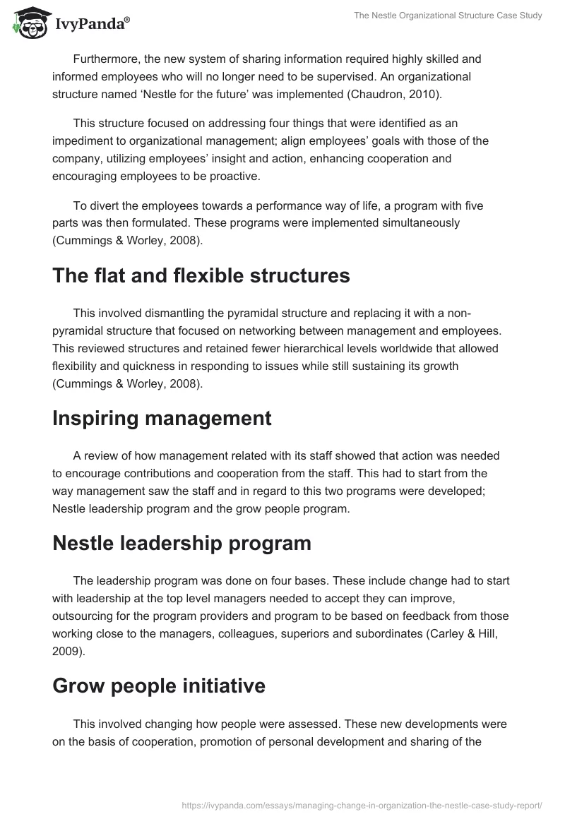 The Nestle Organizational Structure Case Study. Page 5