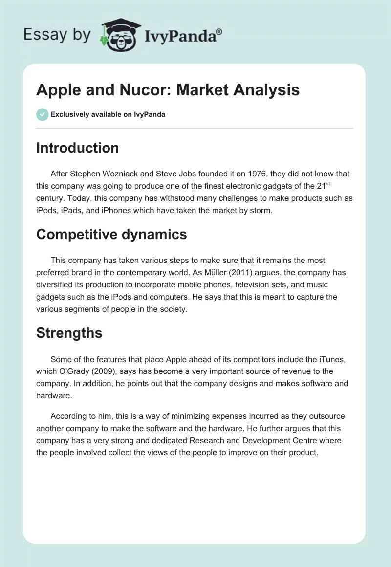 Apple and Nucor: Market Analysis. Page 1