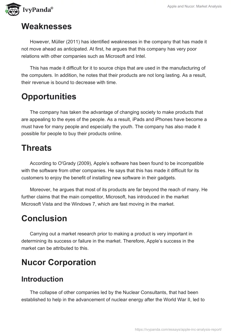 Apple and Nucor: Market Analysis. Page 2