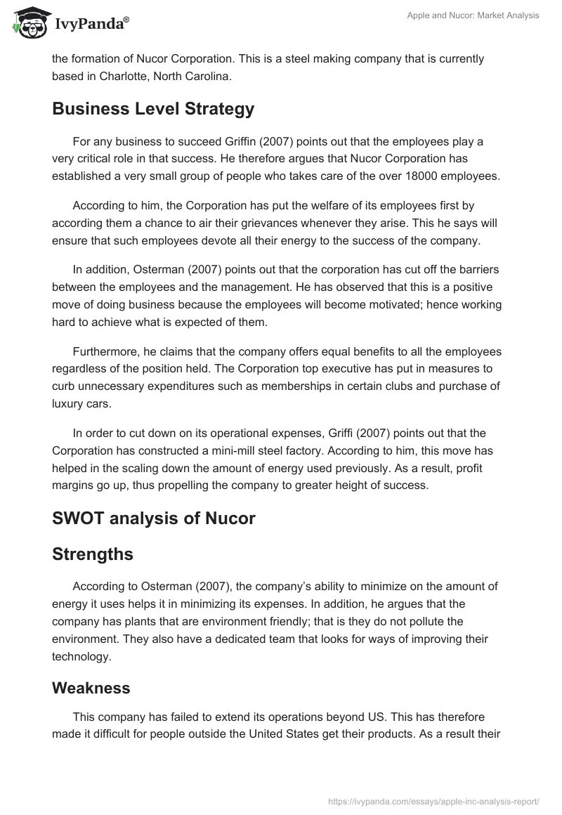 Apple and Nucor: Market Analysis. Page 3