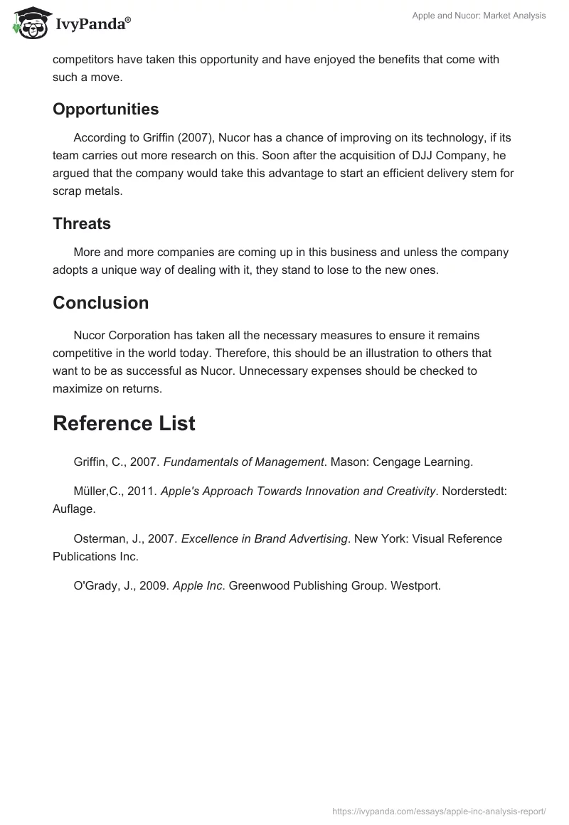 Apple and Nucor: Market Analysis. Page 4