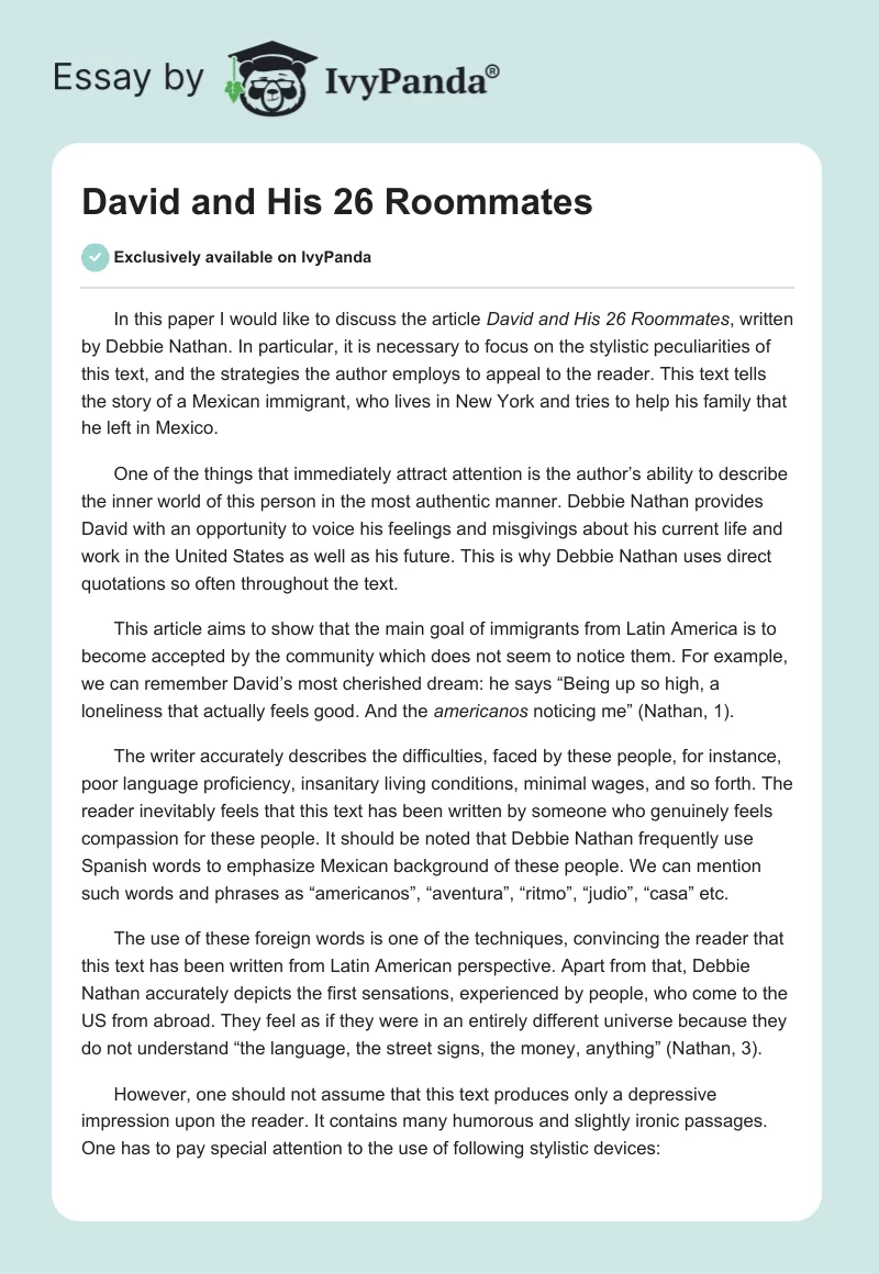 David and His 26 Roommates. Page 1