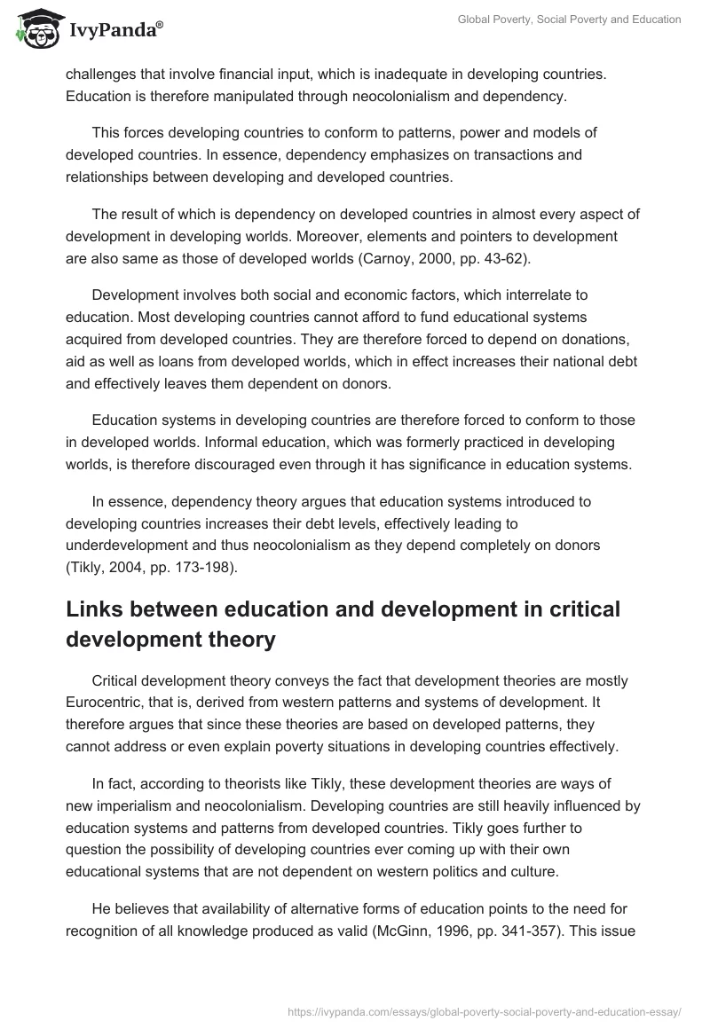 Global Poverty, Social Poverty and Education. Page 3
