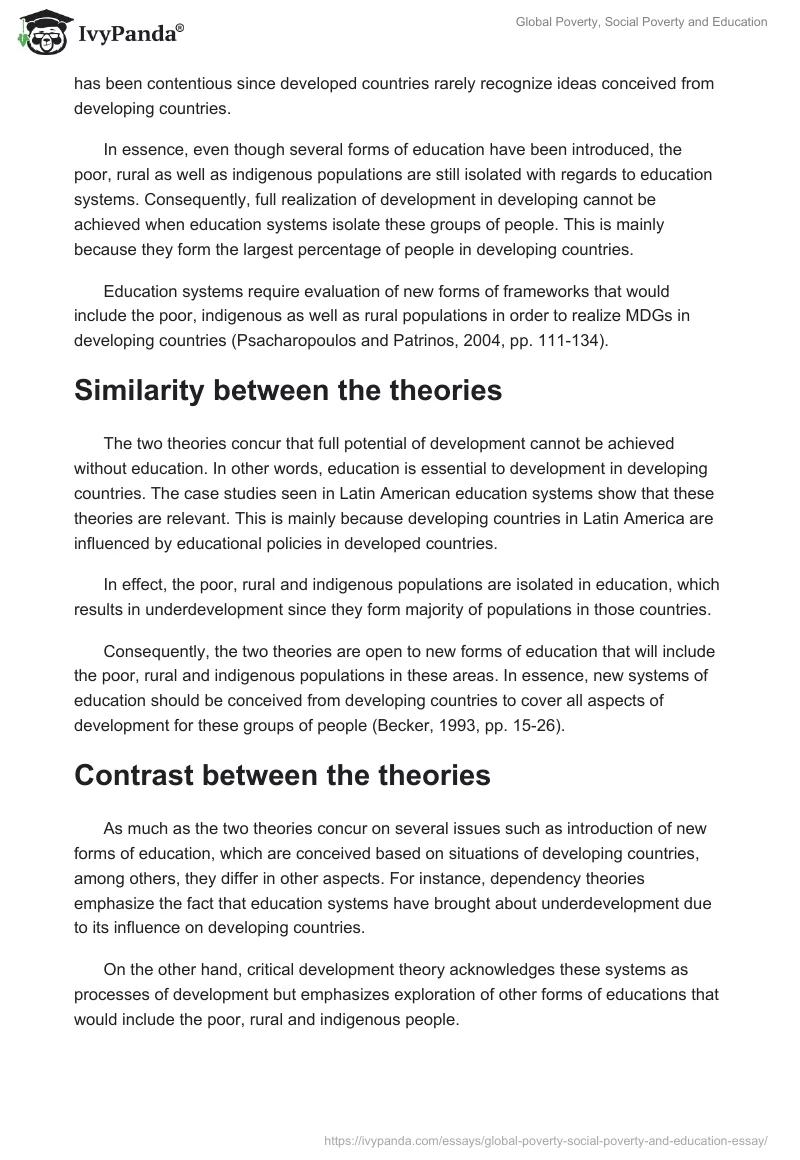 Global Poverty, Social Poverty and Education. Page 4