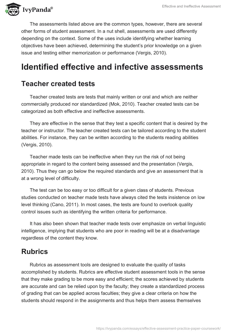 Effective and Ineffective Assessment. Page 2
