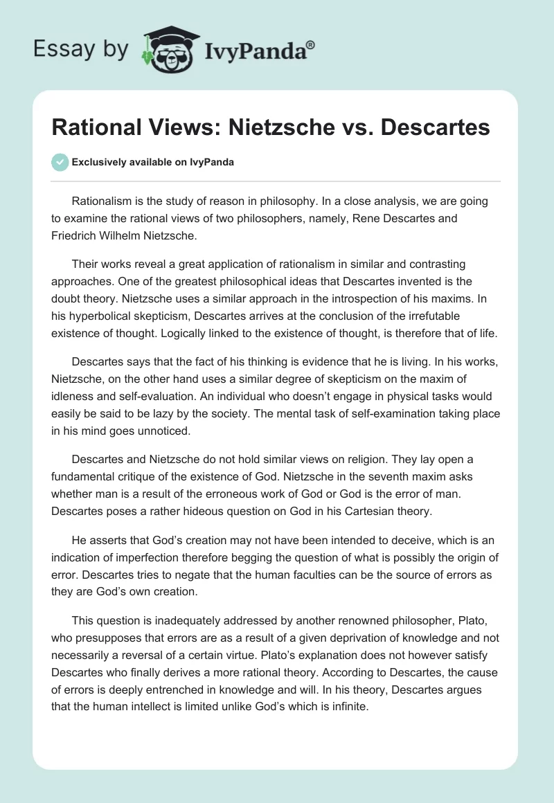 Rational Views: Nietzsche vs. Descartes. Page 1