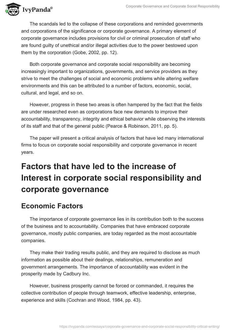 Corporate Governance and Corporate Social Responsibility. Page 3