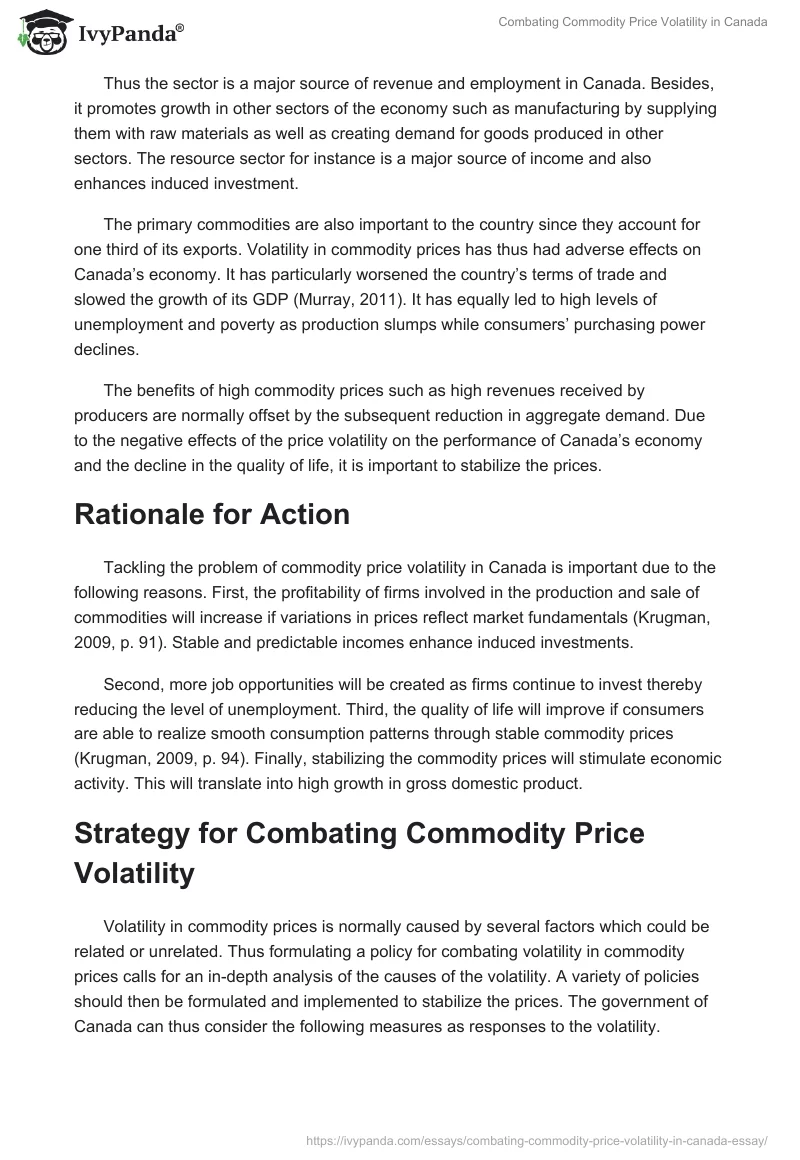 Combating Commodity Price Volatility in Canada. Page 3