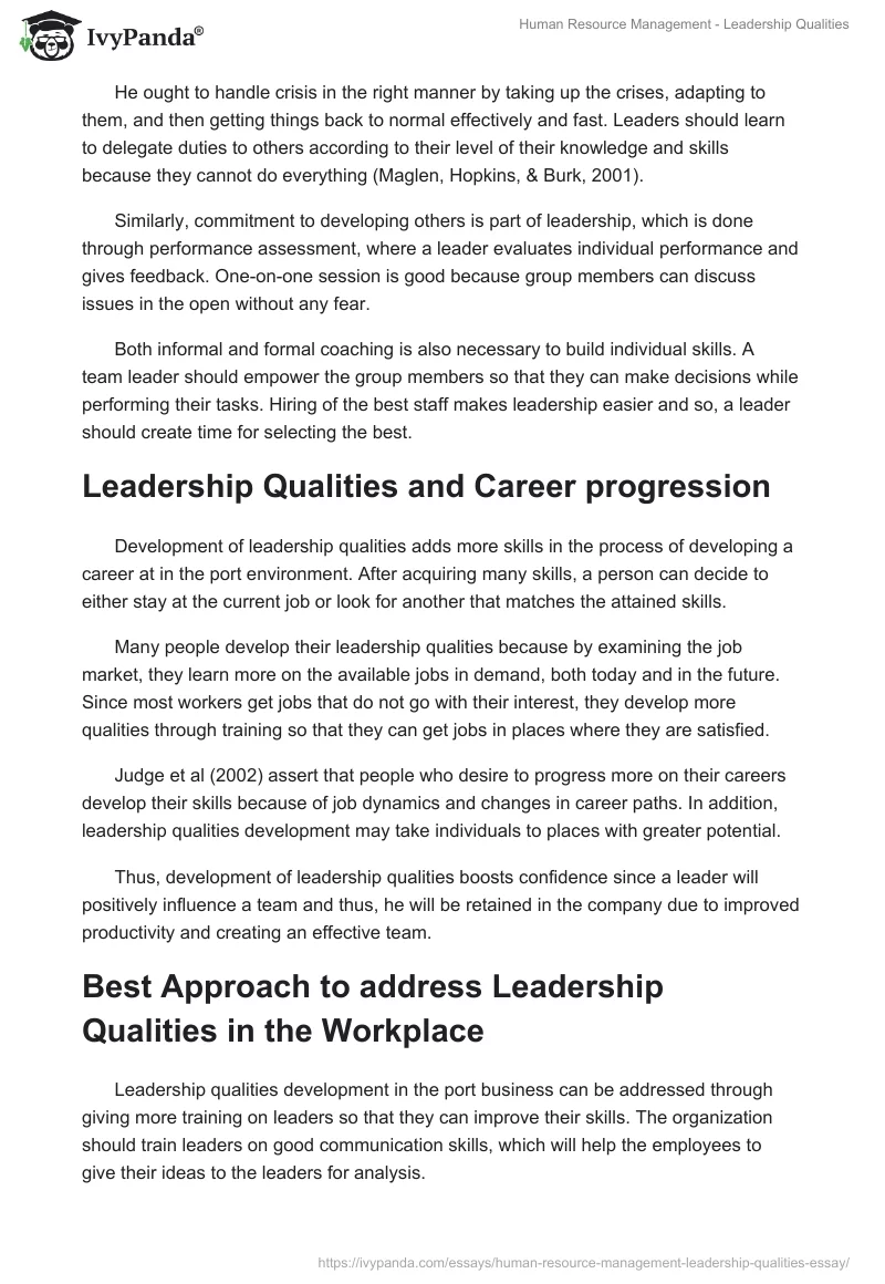 Human Resource Management - Leadership Qualities. Page 3