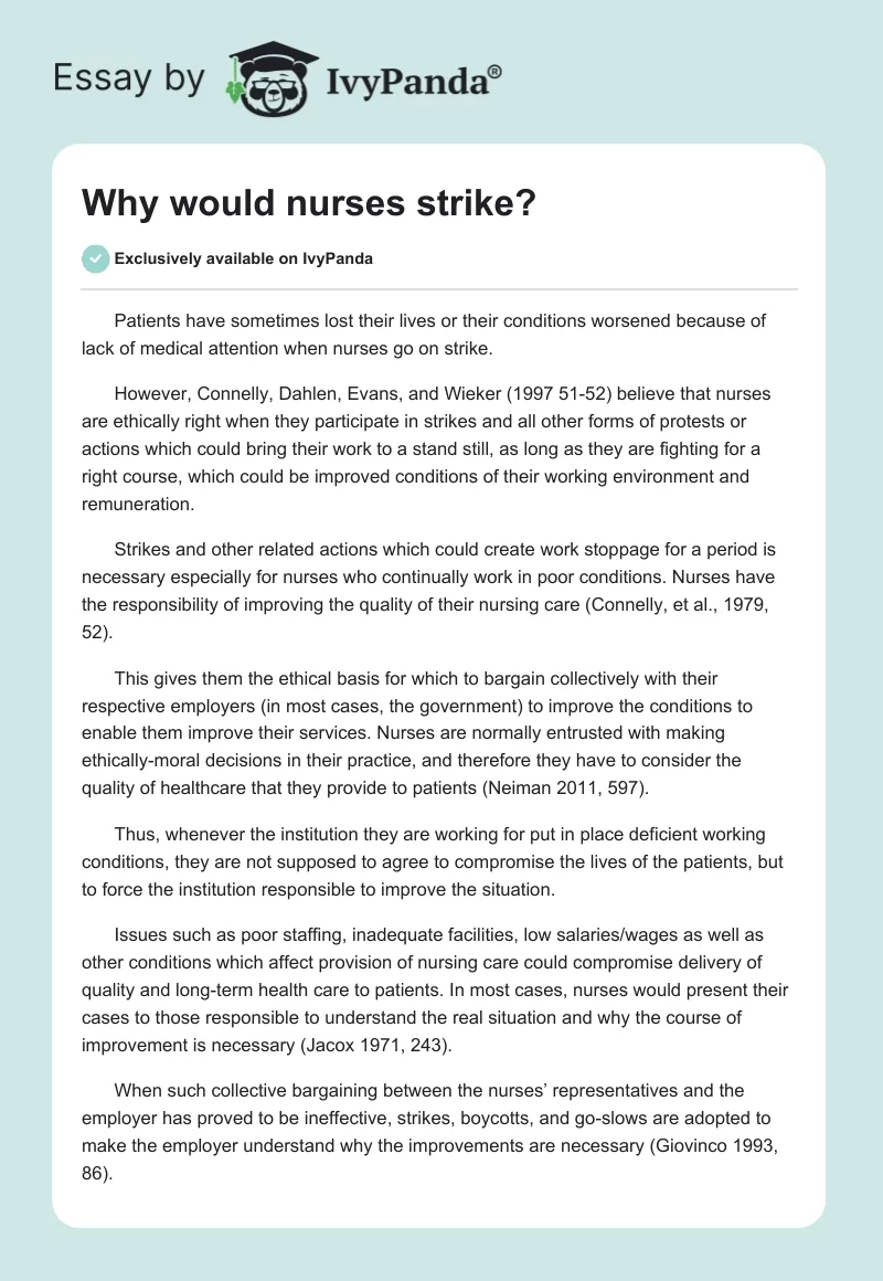 Why would nurses strike?. Page 1