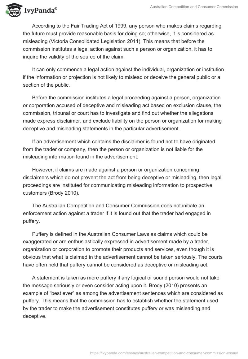 Australian Competition and Consumer Commission. Page 4