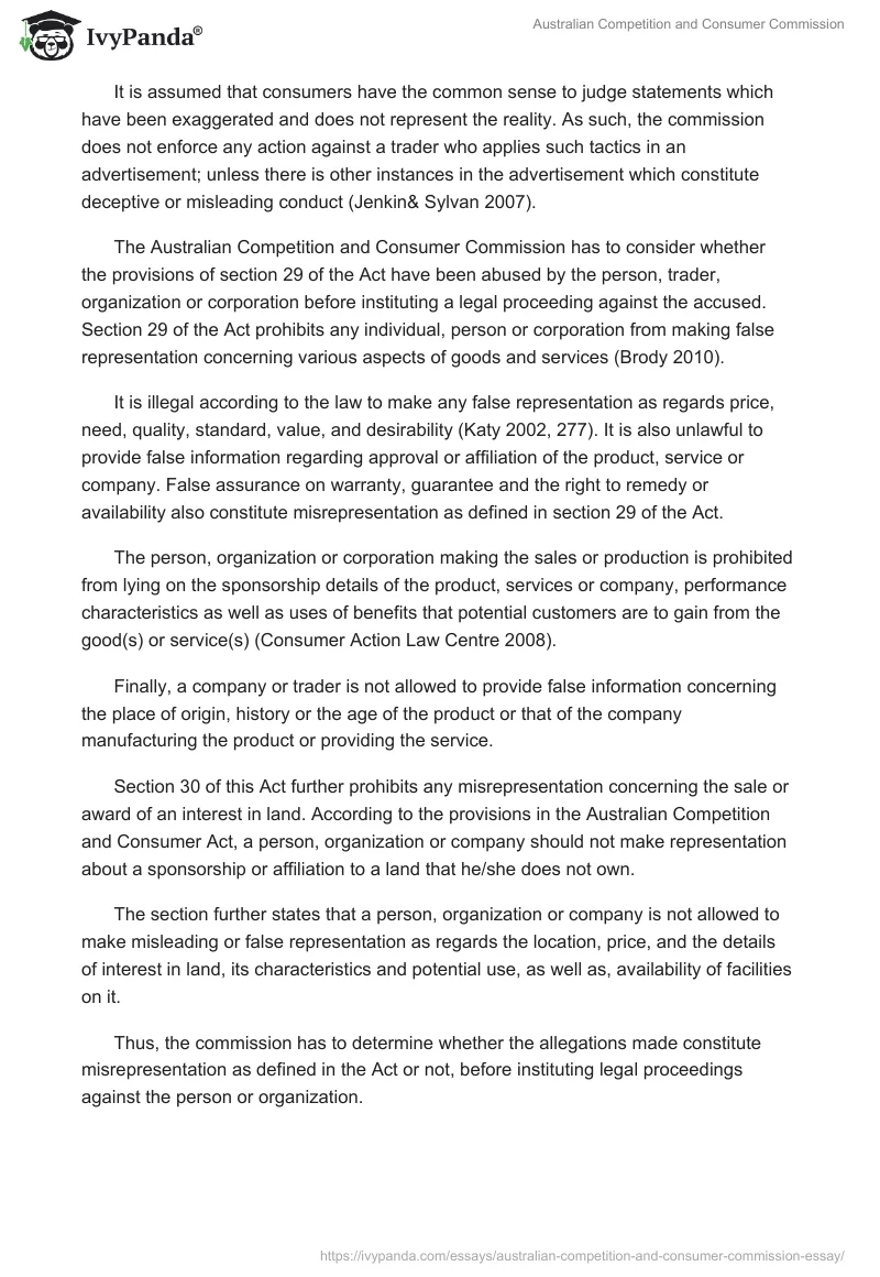 Australian Competition and Consumer Commission. Page 5