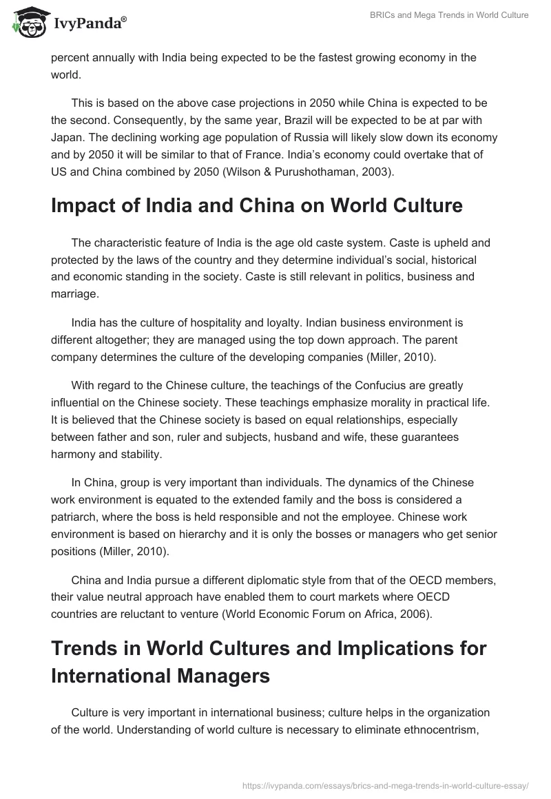 BRICs and Mega Trends in World Culture. Page 3