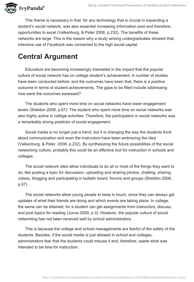 Being a Student Communal Perspective of Handling Student’s Behaviour. Page 3