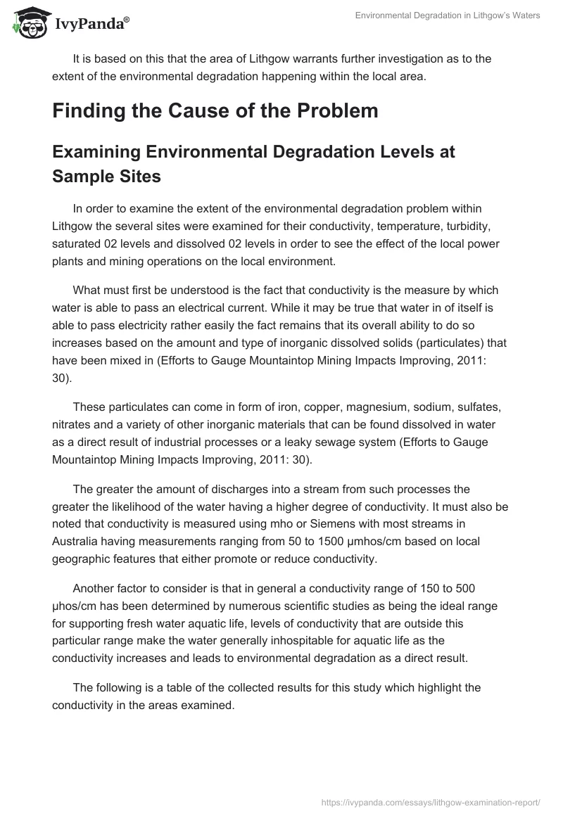 Environmental Degradation in Lithgow’s Waters. Page 2
