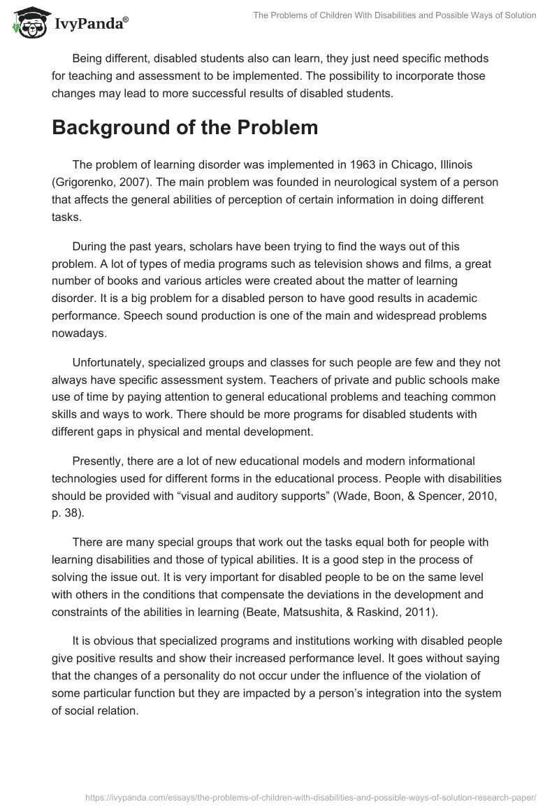 The Problems of Children With Disabilities and Possible Ways of Solution. Page 2