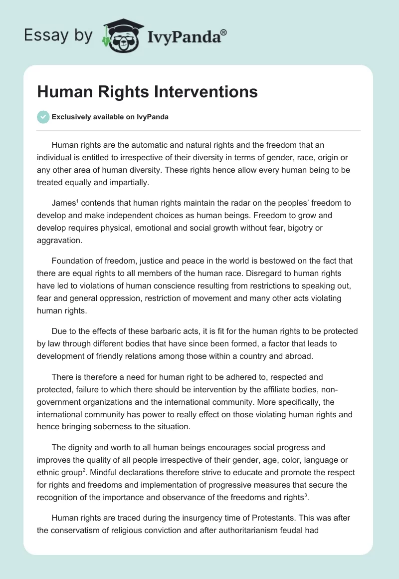 Human Rights Interventions. Page 1