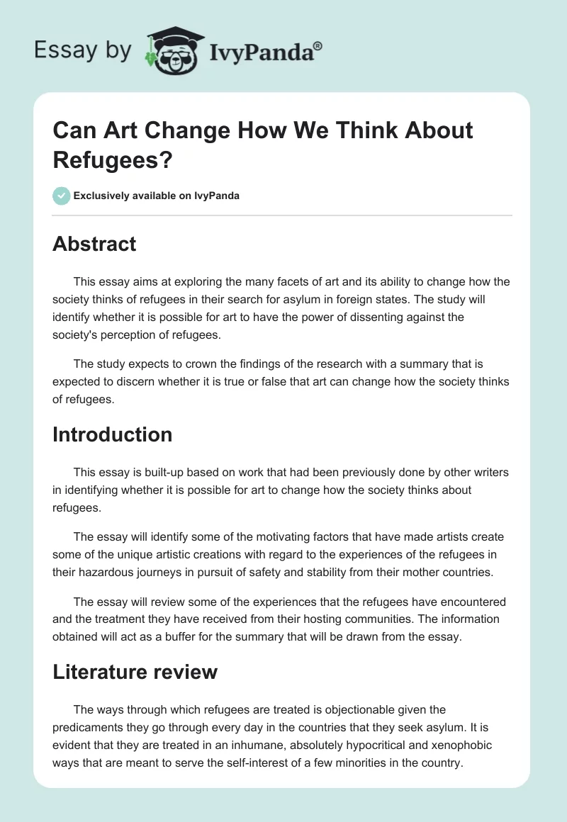 Can Art Change How We Think About Refugees?. Page 1