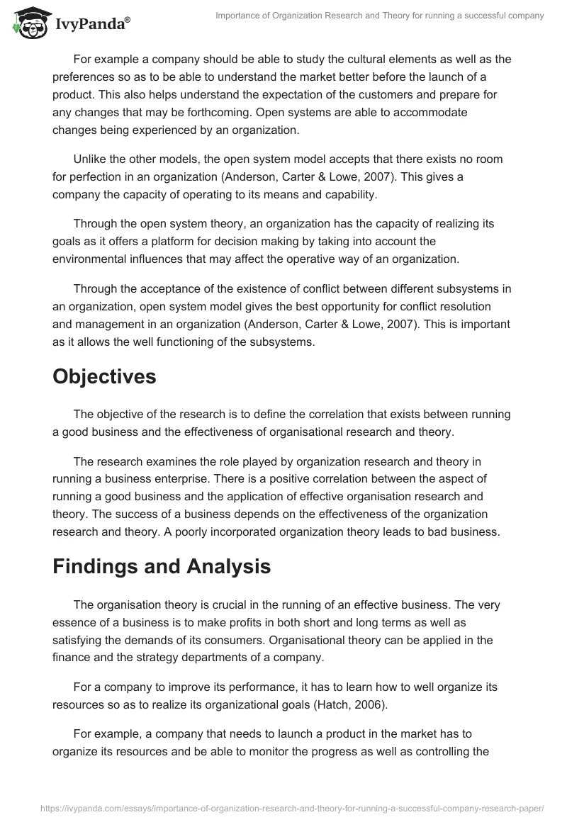 Importance of Organization Research and Theory for running a successful company. Page 4