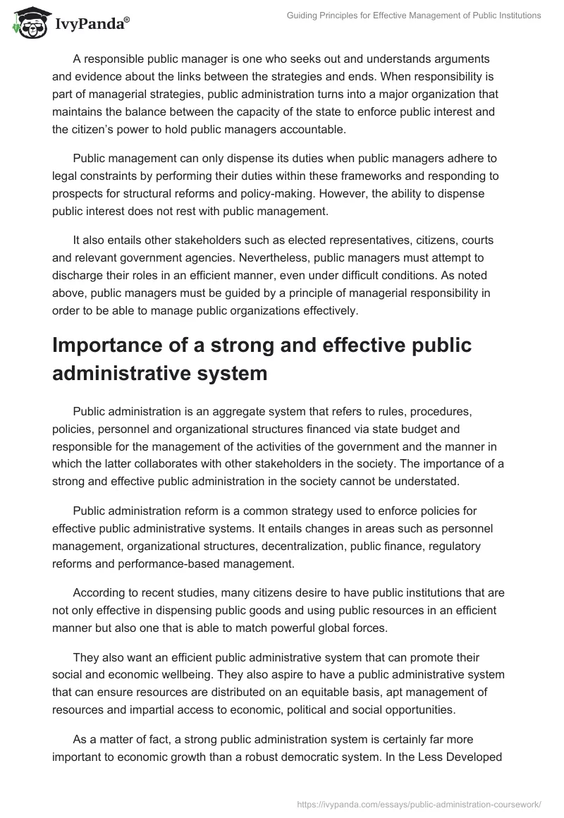 Guiding Principles for Effective Management of Public Institutions. Page 3