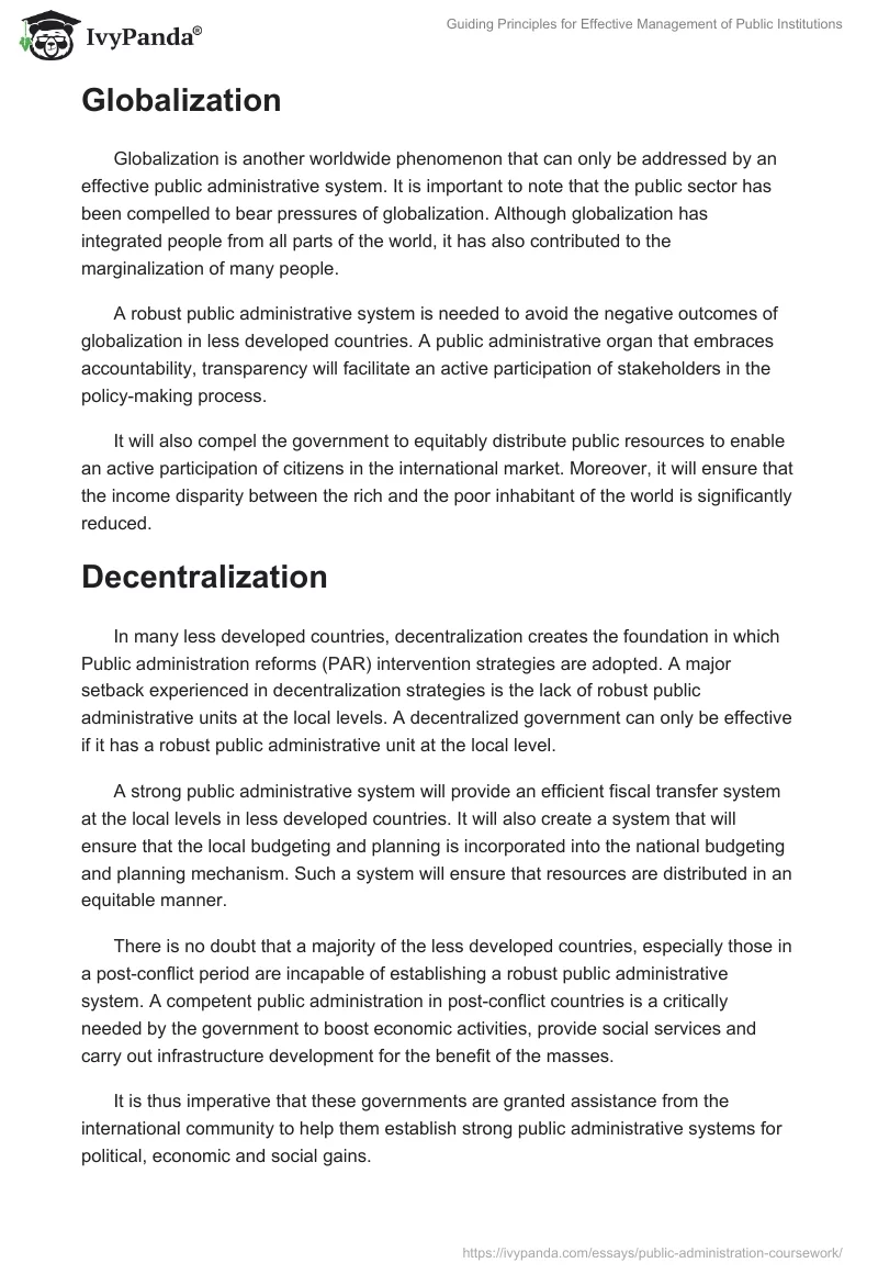 Guiding Principles for Effective Management of Public Institutions. Page 5