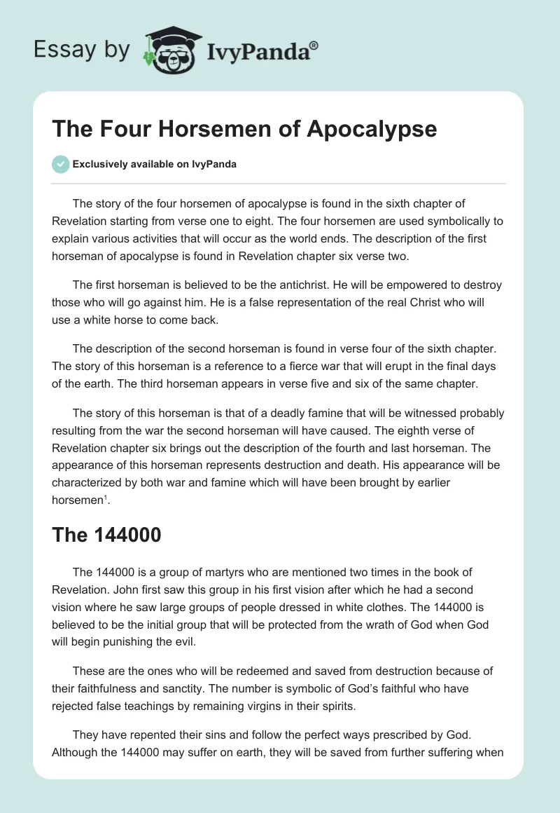 The Four Horsemen of Apocalypse. Page 1