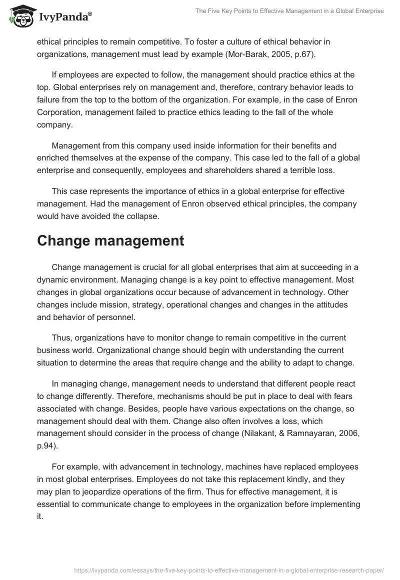 The Five Key Points to Effective Management in a Global Enterprise. Page 5