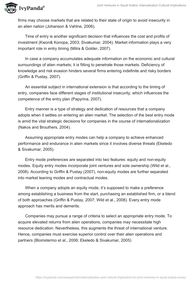 Joint Ventures in Saudi Arabia: Internalization Cultural Implications. Page 2