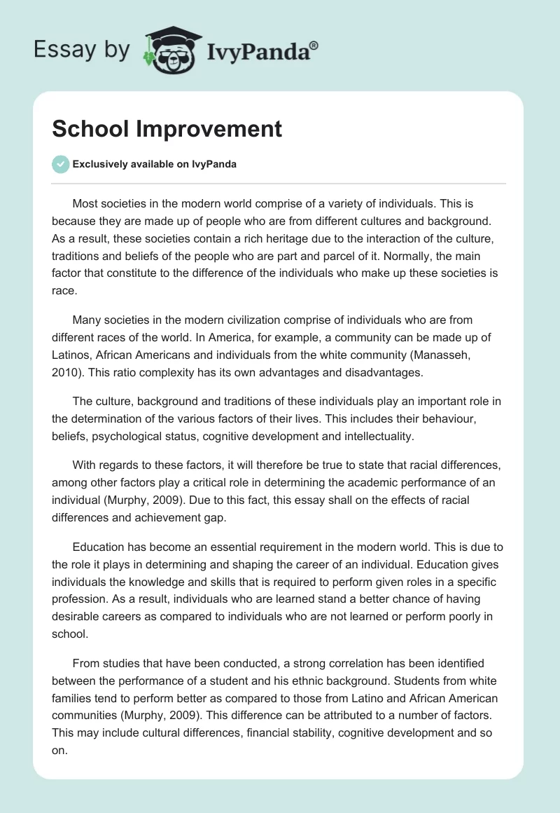 School Improvement. Page 1