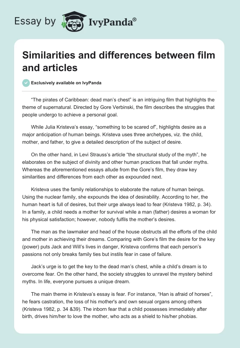 Similarities and Differences Between Film and Articles. Page 1