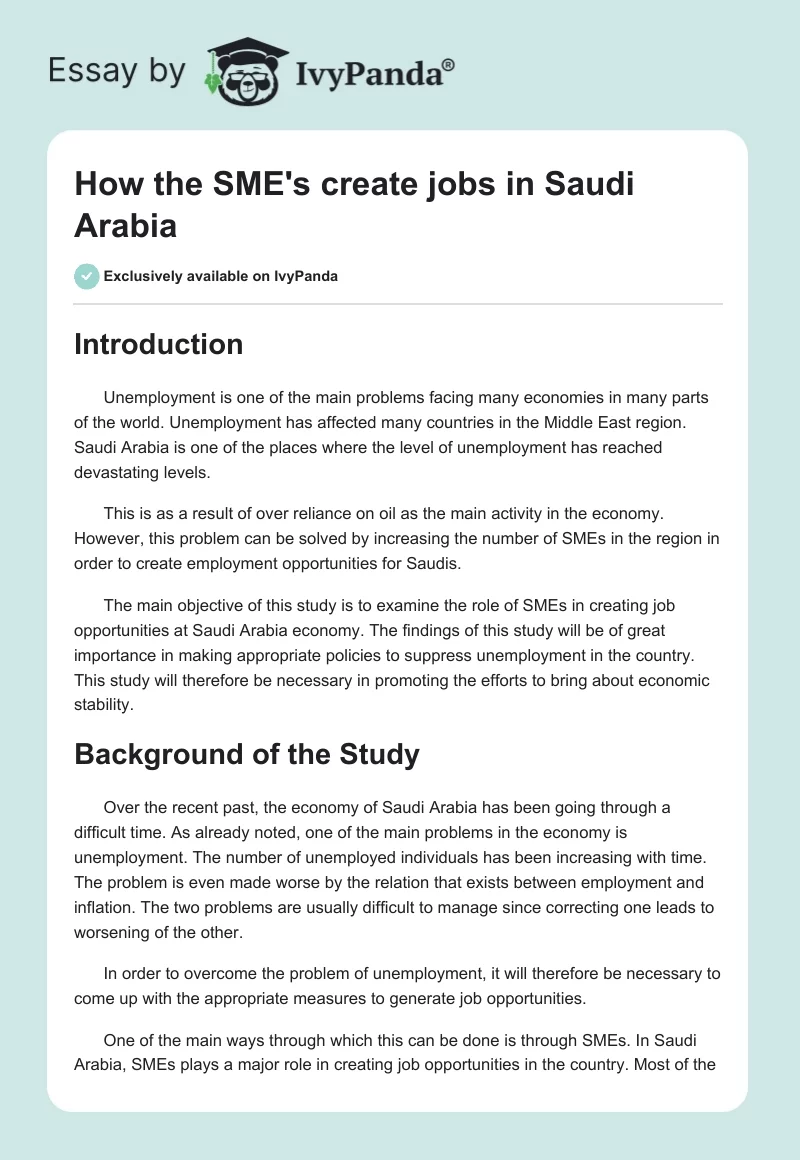 How the SME's create jobs in Saudi Arabia. Page 1