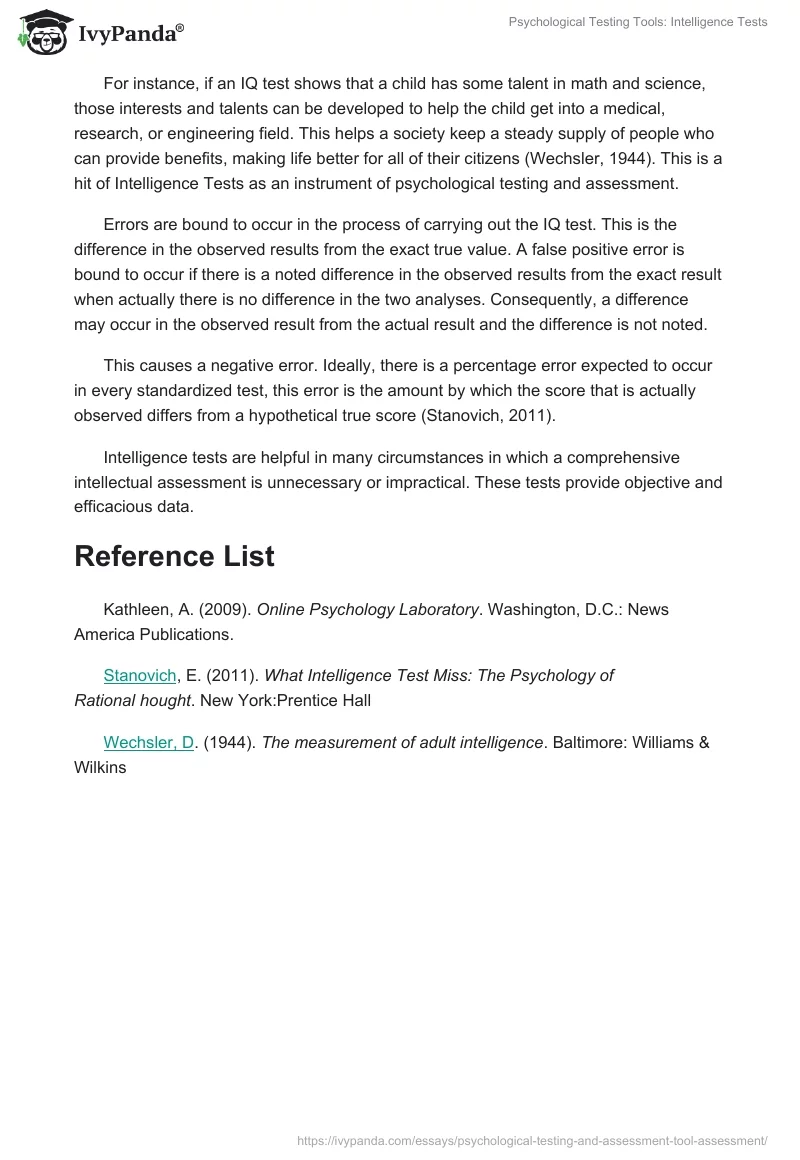 Psychological Testing Tools: Intelligence Tests. Page 4