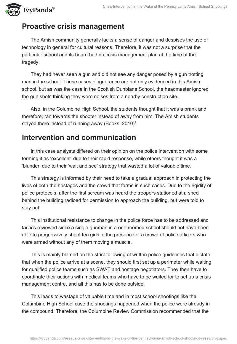 Crisis Intervention in the Wake of the Pennsylvania Amish School Shootings. Page 2