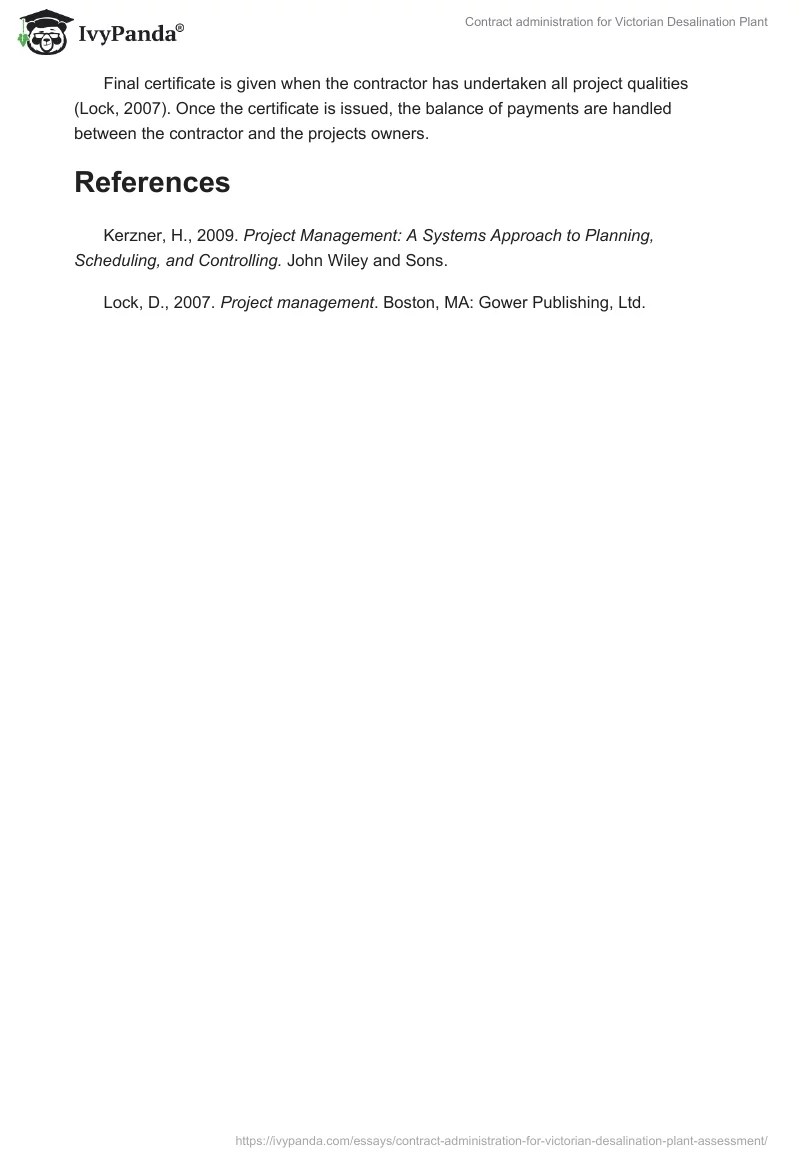 Contract administration for Victorian Desalination Plant. Page 4