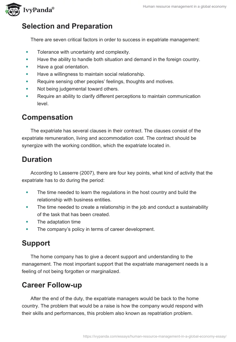 Human resource management in a global economy. Page 5