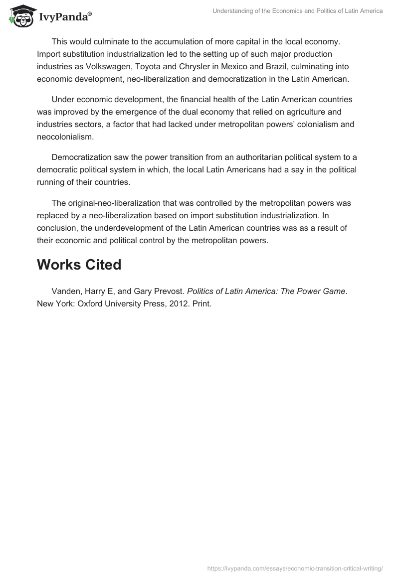 Understanding of the Economics and Politics of Latin America. Page 3