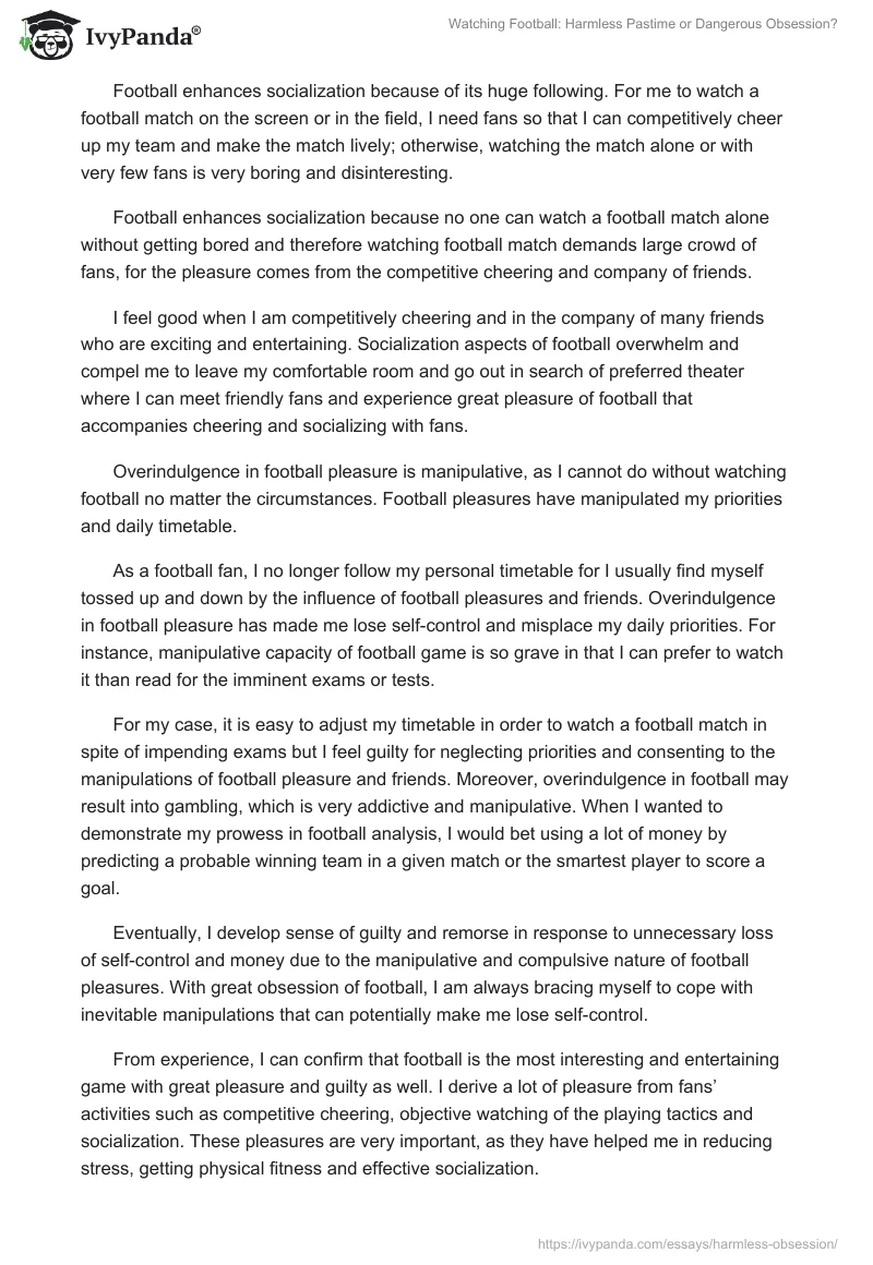 Watching Football: Harmless Pastime or Dangerous Obsession?. Page 2