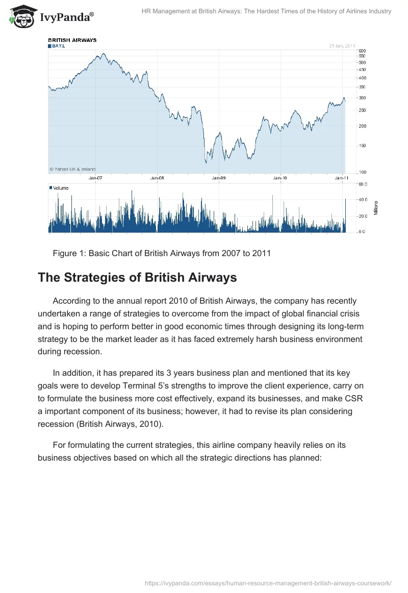 HR Management at British Airways: The Hardest Times of the History of Airlines Industry. Page 2