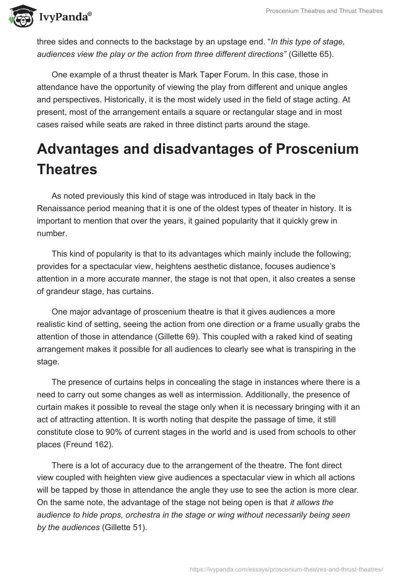 Proscenium Theatres and Thrust Theatres. Page 2